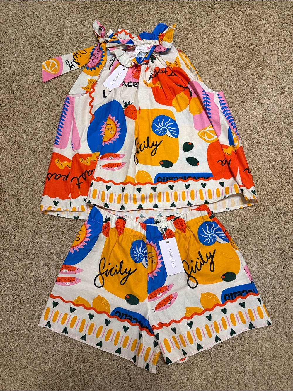 Adrienne Sicily Print Tank and Shorts Set